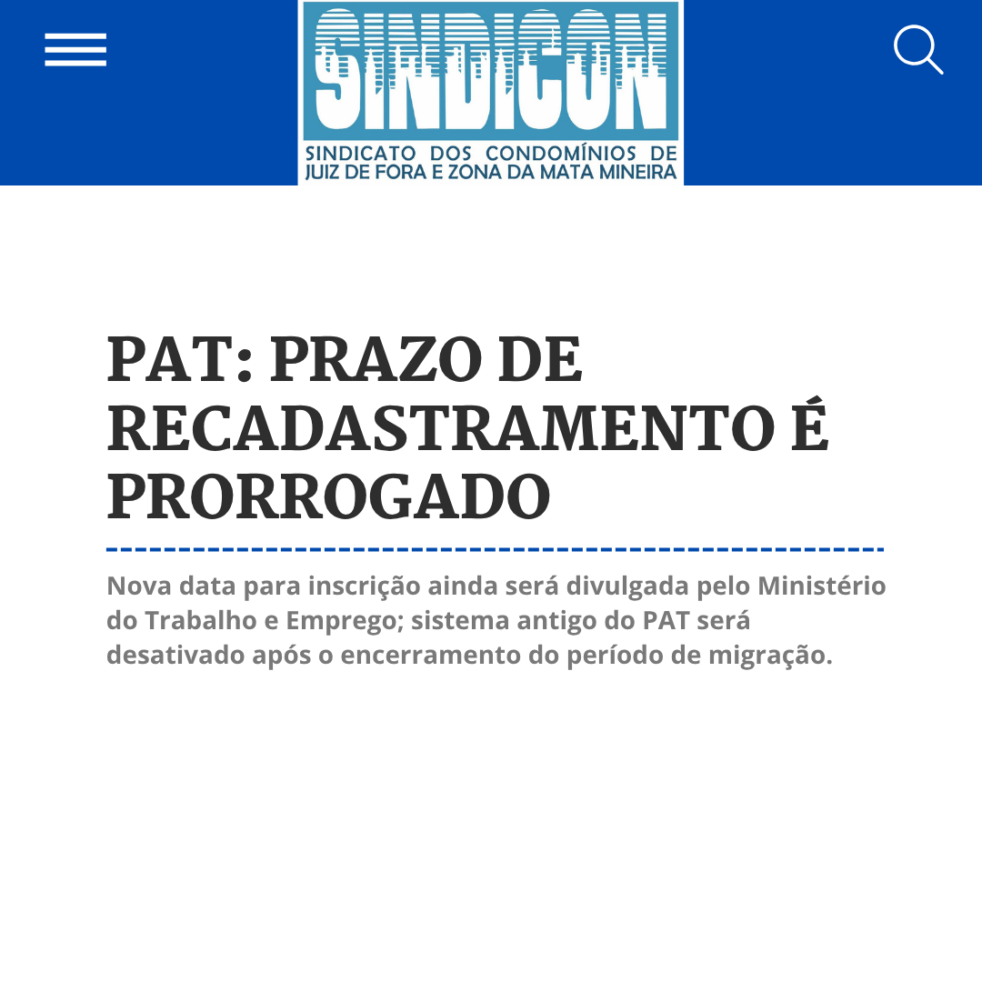 PAT: Prazo de Recadastramento é Prorrogado